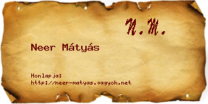 Neer Mátyás névjegykártya